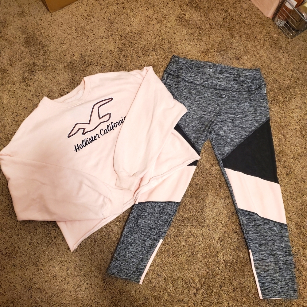 Hollister Pink Sweater and Leggings Bundle Size L